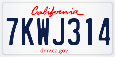 CA license plate 7KWJ314