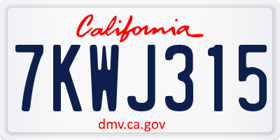 CA license plate 7KWJ315