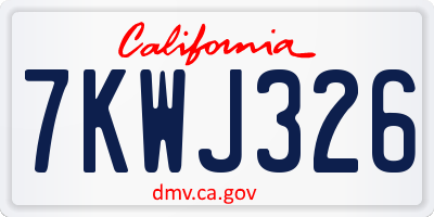 CA license plate 7KWJ326