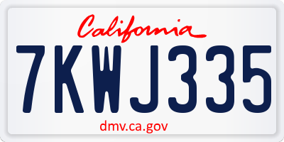 CA license plate 7KWJ335