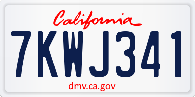 CA license plate 7KWJ341