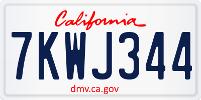 CA license plate 7KWJ344