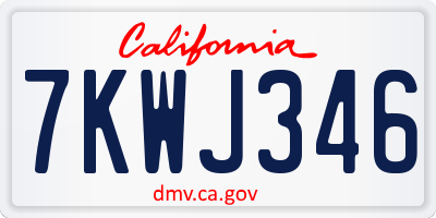 CA license plate 7KWJ346