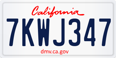 CA license plate 7KWJ347