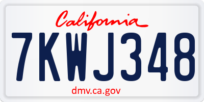 CA license plate 7KWJ348