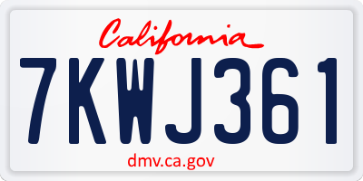 CA license plate 7KWJ361