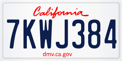 CA license plate 7KWJ384