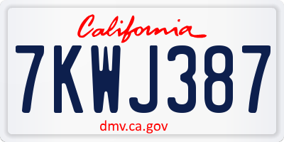 CA license plate 7KWJ387