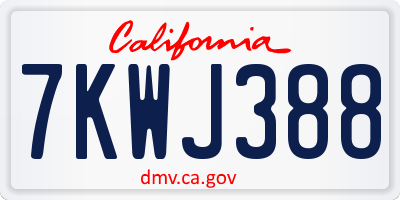CA license plate 7KWJ388