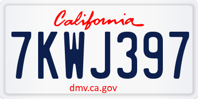 CA license plate 7KWJ397