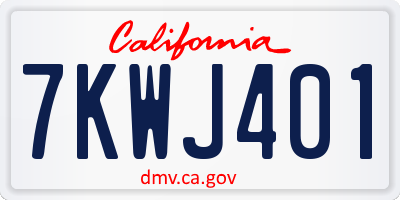 CA license plate 7KWJ401