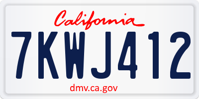 CA license plate 7KWJ412