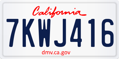 CA license plate 7KWJ416