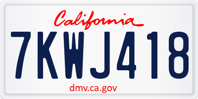 CA license plate 7KWJ418