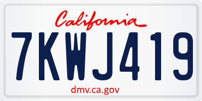 CA license plate 7KWJ419