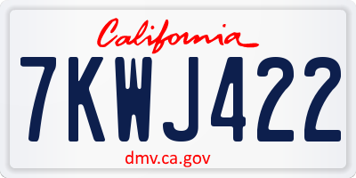 CA license plate 7KWJ422