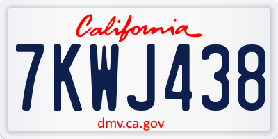 CA license plate 7KWJ438