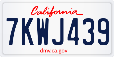 CA license plate 7KWJ439