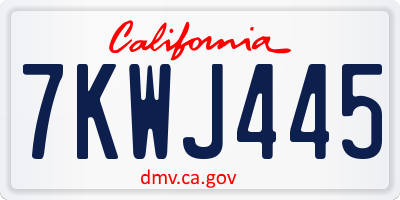 CA license plate 7KWJ445