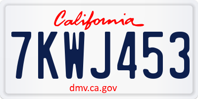 CA license plate 7KWJ453