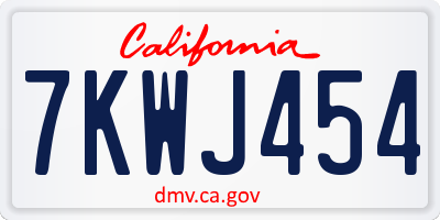 CA license plate 7KWJ454