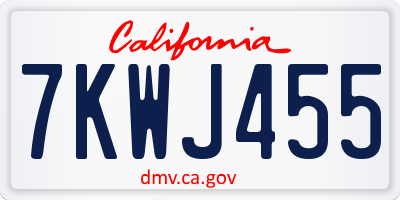 CA license plate 7KWJ455