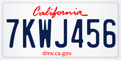CA license plate 7KWJ456