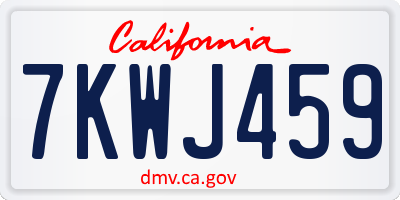 CA license plate 7KWJ459