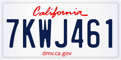 CA license plate 7KWJ461