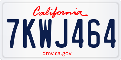 CA license plate 7KWJ464