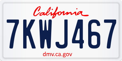 CA license plate 7KWJ467