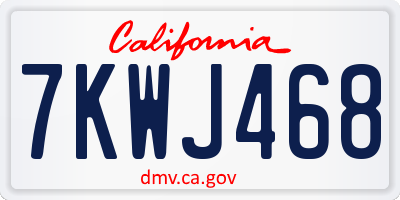 CA license plate 7KWJ468