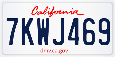 CA license plate 7KWJ469