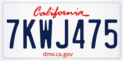 CA license plate 7KWJ475