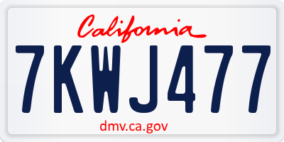 CA license plate 7KWJ477