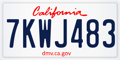CA license plate 7KWJ483