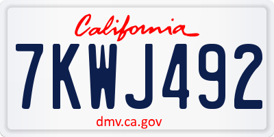 CA license plate 7KWJ492