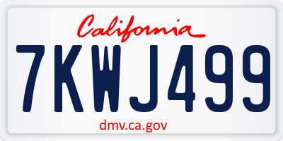 CA license plate 7KWJ499
