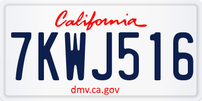 CA license plate 7KWJ516