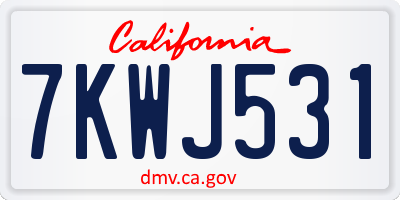 CA license plate 7KWJ531
