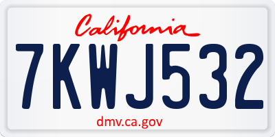 CA license plate 7KWJ532