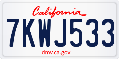 CA license plate 7KWJ533