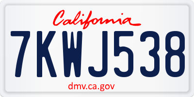 CA license plate 7KWJ538