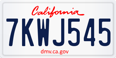 CA license plate 7KWJ545