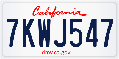 CA license plate 7KWJ547