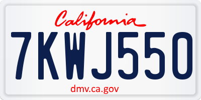 CA license plate 7KWJ550