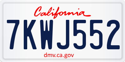 CA license plate 7KWJ552