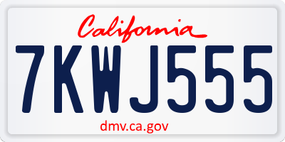 CA license plate 7KWJ555
