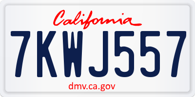 CA license plate 7KWJ557