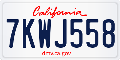 CA license plate 7KWJ558